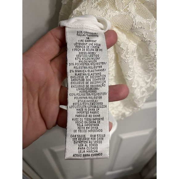 David's Bridal Babydoll Halter White Sequin Dress Sz 14 Lace Dainty Wedding Prom - Picture 5 of 16